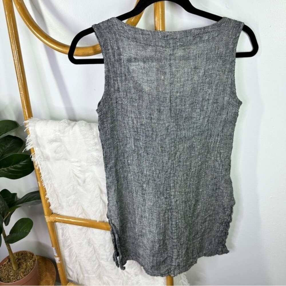 Luukaa Black and Grey Linen Crinkled Tank Top sz 2